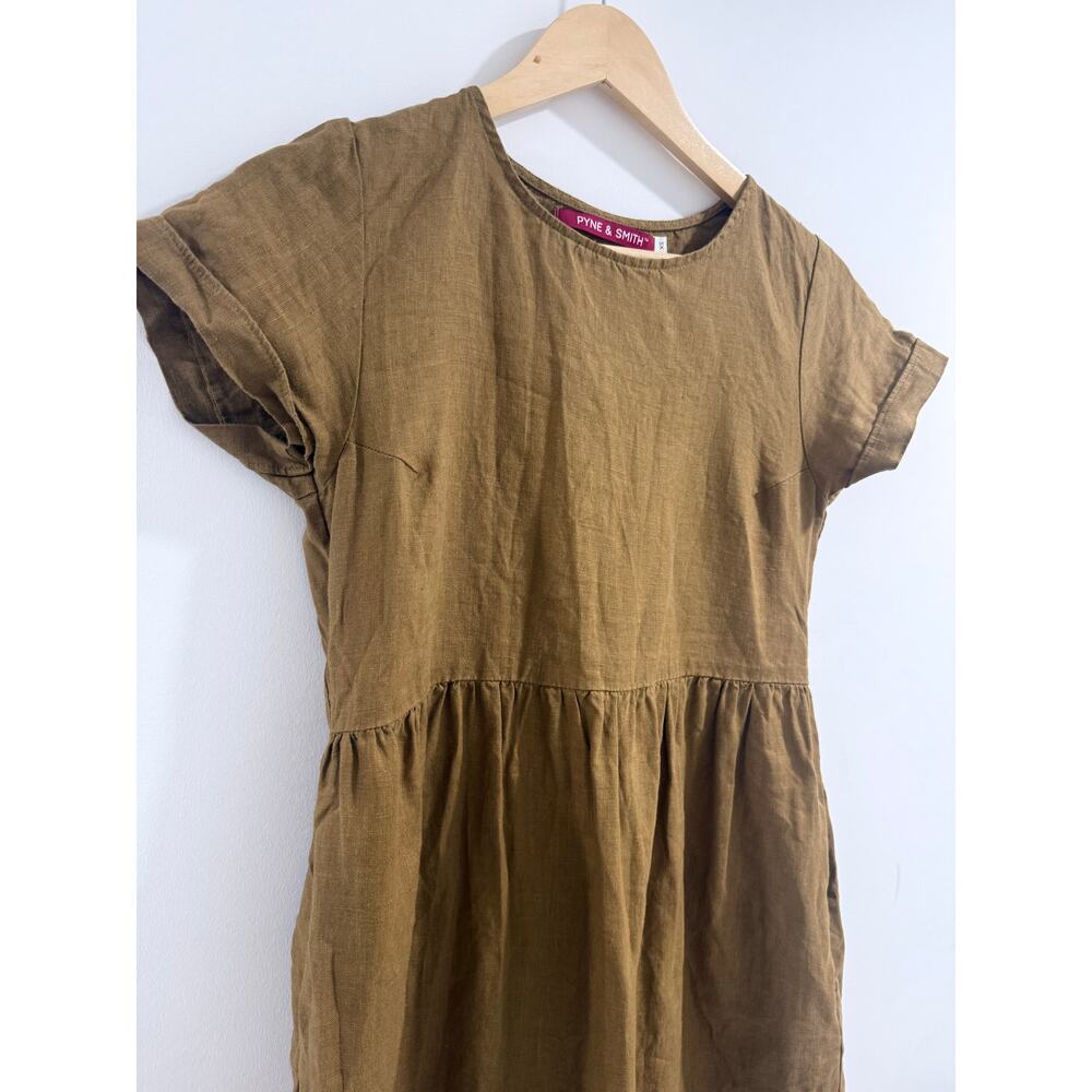 PYNE & SMITH No 15 european flax linen sustainable eco conscious midi dress - Picture 2 of 7